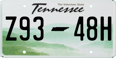 TN license plate Z9348H