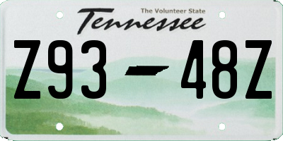 TN license plate Z9348Z