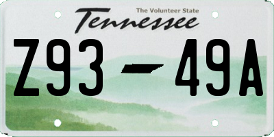 TN license plate Z9349A