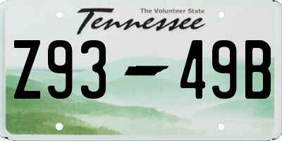 TN license plate Z9349B