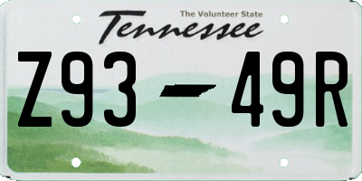 TN license plate Z9349R