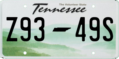 TN license plate Z9349S