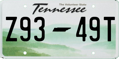 TN license plate Z9349T