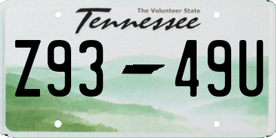 TN license plate Z9349U