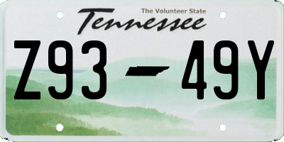 TN license plate Z9349Y
