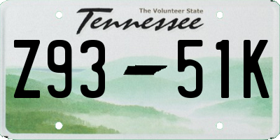 TN license plate Z9351K