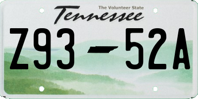 TN license plate Z9352A