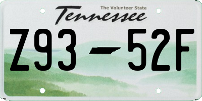 TN license plate Z9352F