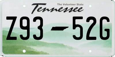 TN license plate Z9352G