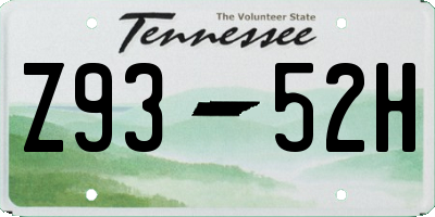 TN license plate Z9352H