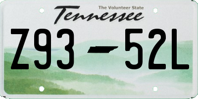 TN license plate Z9352L