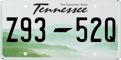 TN license plate Z9352Q