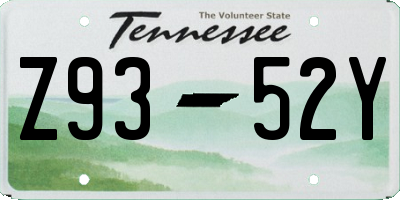 TN license plate Z9352Y