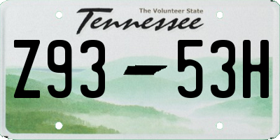 TN license plate Z9353H