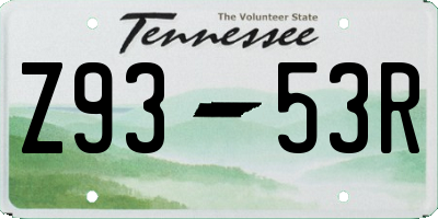 TN license plate Z9353R