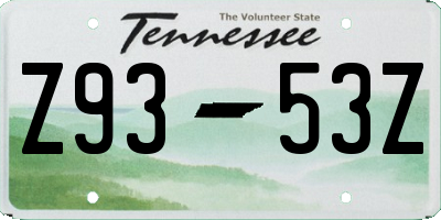 TN license plate Z9353Z