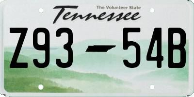 TN license plate Z9354B