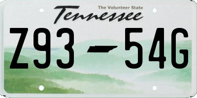 TN license plate Z9354G