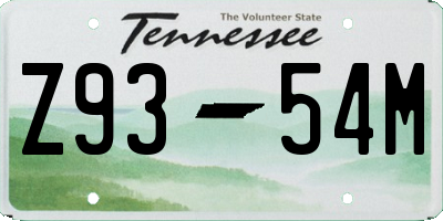 TN license plate Z9354M