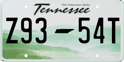 TN license plate Z9354T