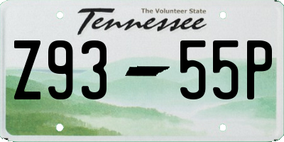 TN license plate Z9355P