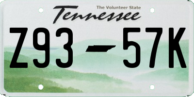 TN license plate Z9357K