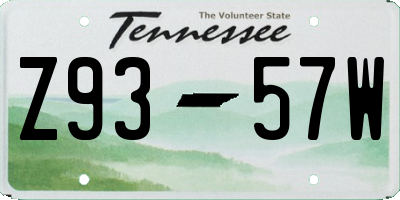 TN license plate Z9357W