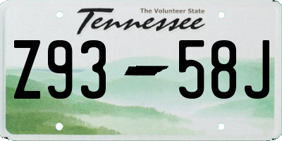 TN license plate Z9358J