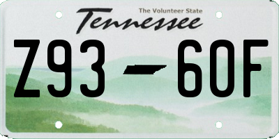 TN license plate Z9360F