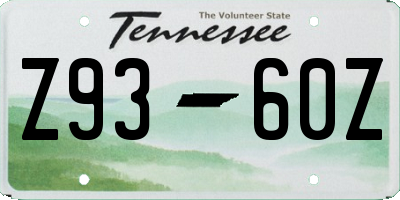 TN license plate Z9360Z