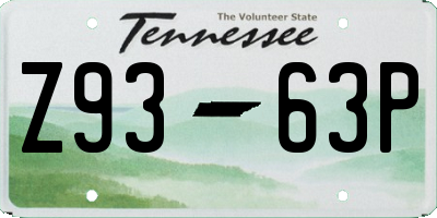 TN license plate Z9363P