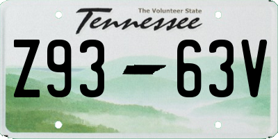 TN license plate Z9363V