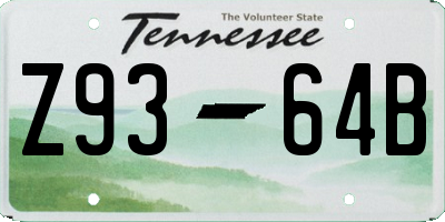 TN license plate Z9364B