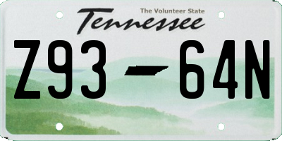 TN license plate Z9364N