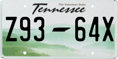 TN license plate Z9364X