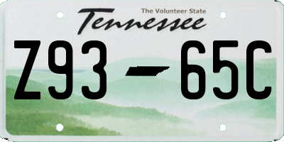 TN license plate Z9365C