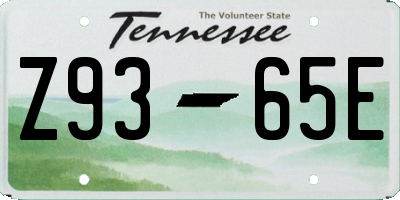 TN license plate Z9365E