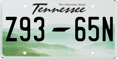 TN license plate Z9365N