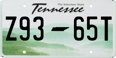 TN license plate Z9365T
