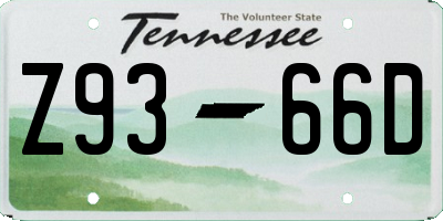 TN license plate Z9366D