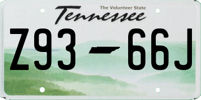 TN license plate Z9366J