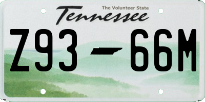 TN license plate Z9366M