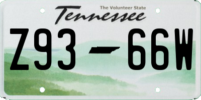 TN license plate Z9366W