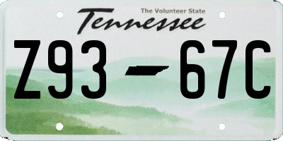 TN license plate Z9367C