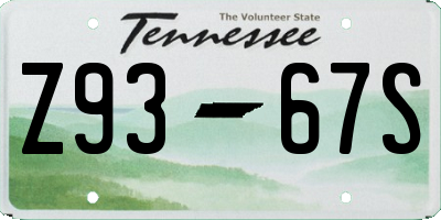 TN license plate Z9367S