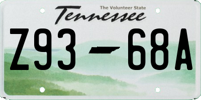 TN license plate Z9368A