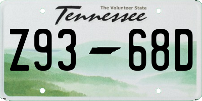 TN license plate Z9368D