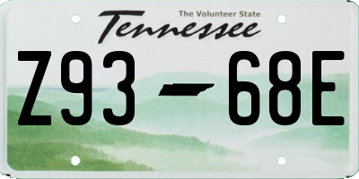 TN license plate Z9368E