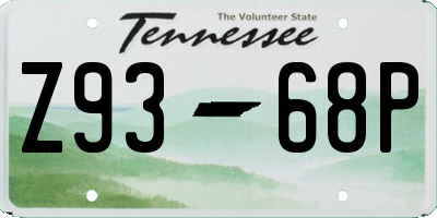 TN license plate Z9368P