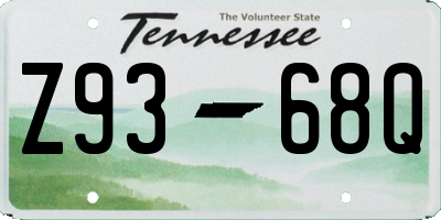 TN license plate Z9368Q